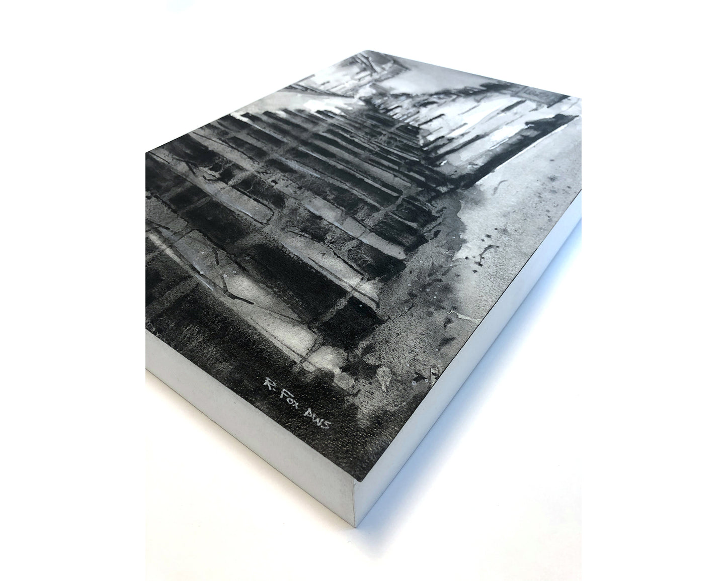 Cusco fine art watercolor painting- Peru.  Street scene in Incan city of Cusco, Peru fine art watercolor painting B&W artwork (original)