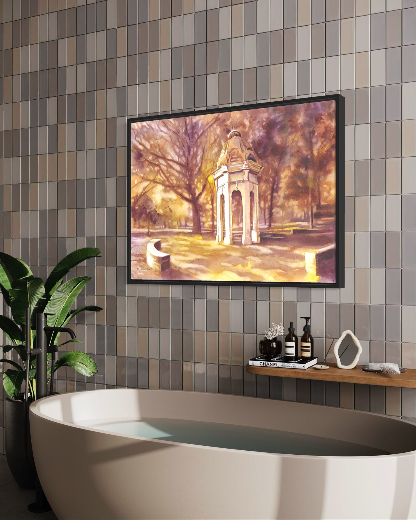 Vibrant ECU Cupola watercolor artwork, ideal for alumni and proud Pirate fans.