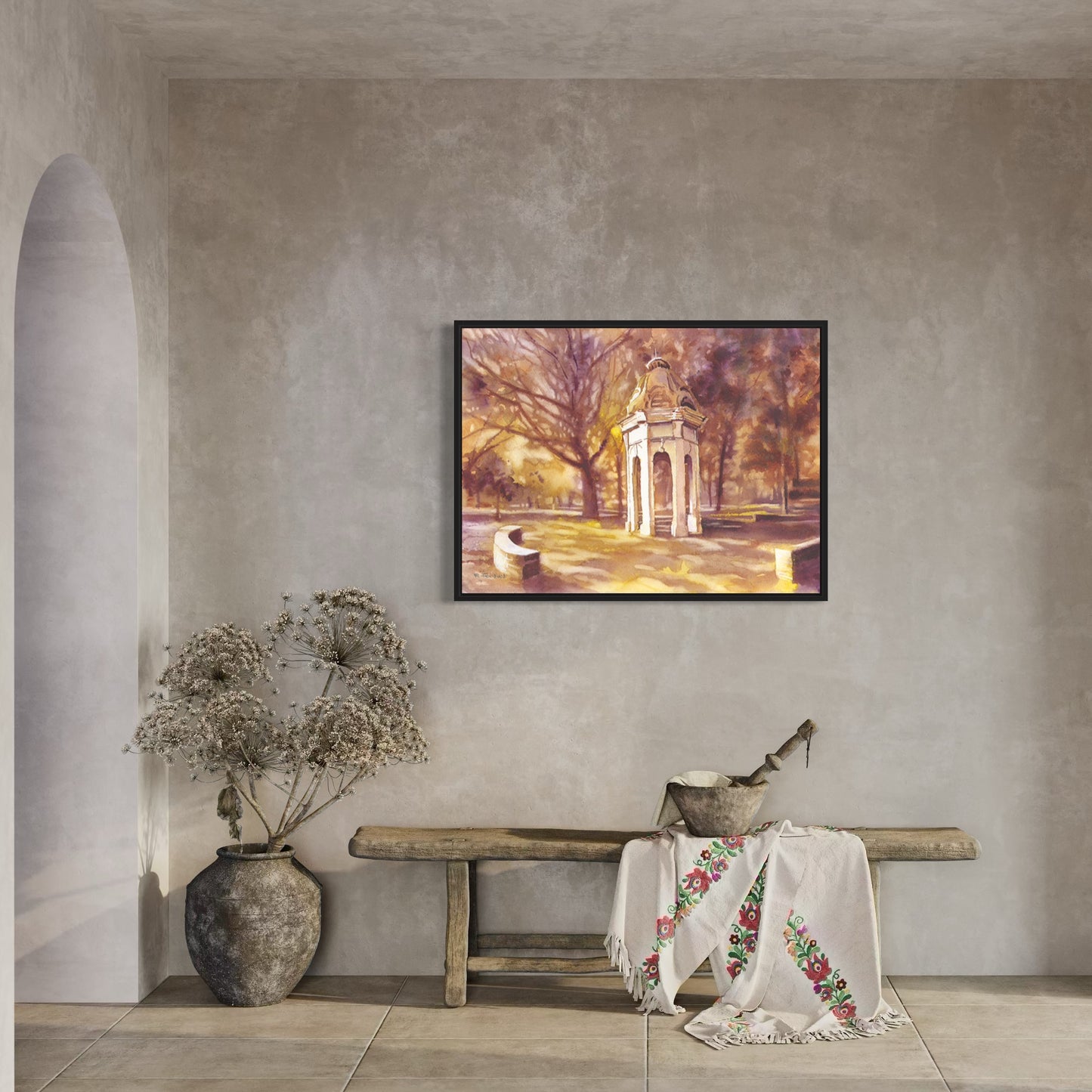 East Carolina University watercolor print featuring iconic campus architecture in Greenville, North Carolina.