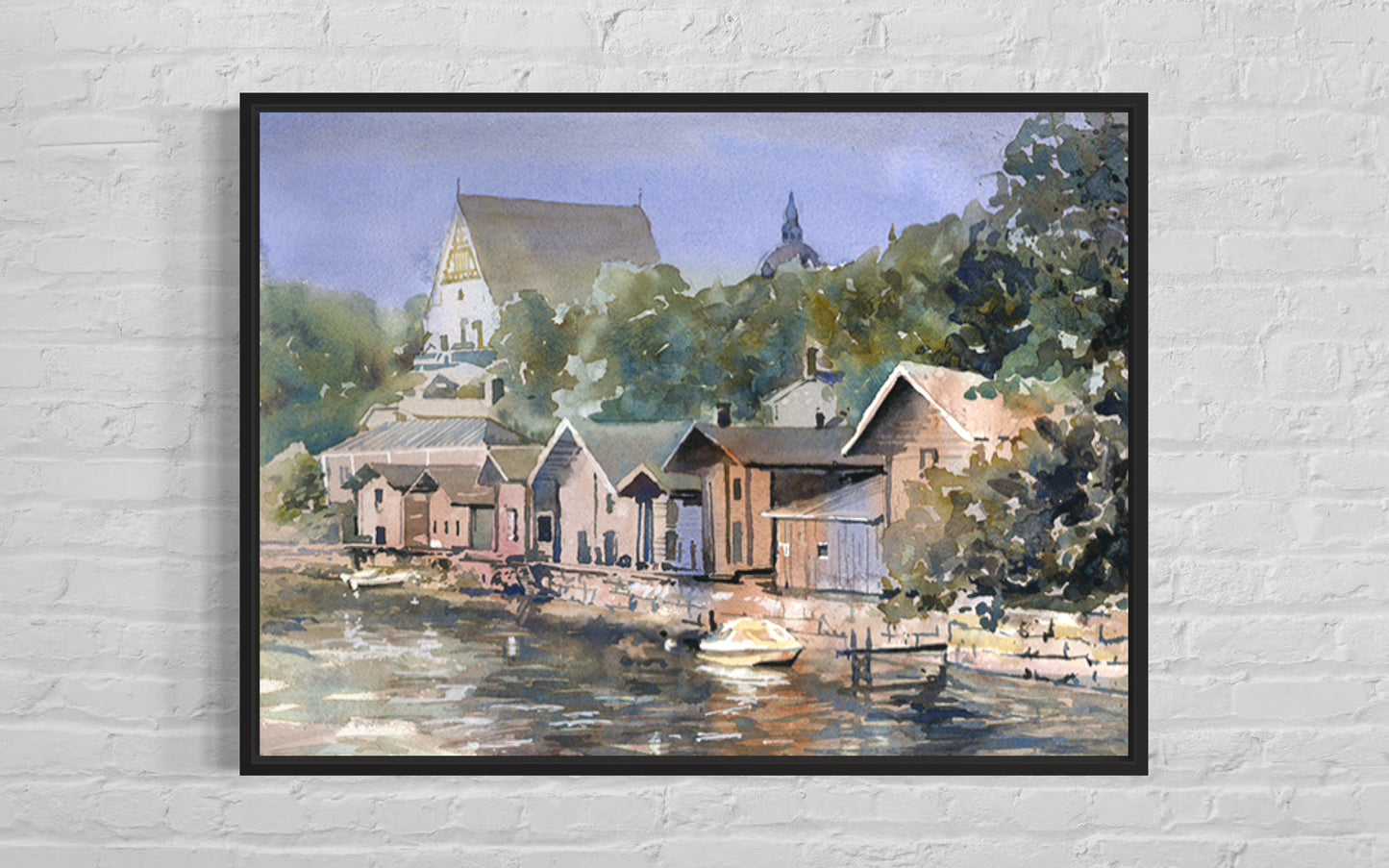 Campus American Tobacco en el centro de Durham, Carolina del Norte, al atardecer. Pintura de acuarela de bellas artes Durham centro de bellas artes impresión giclee Durham NC (impresión)
