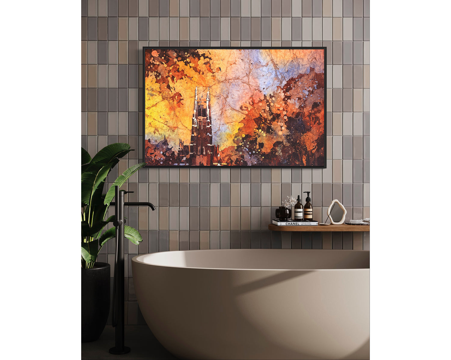 Charming watercolor of Duke Chapel for home decor, featuring soft color blends and fine architectural detail — a top choice for Duke alumni presents.