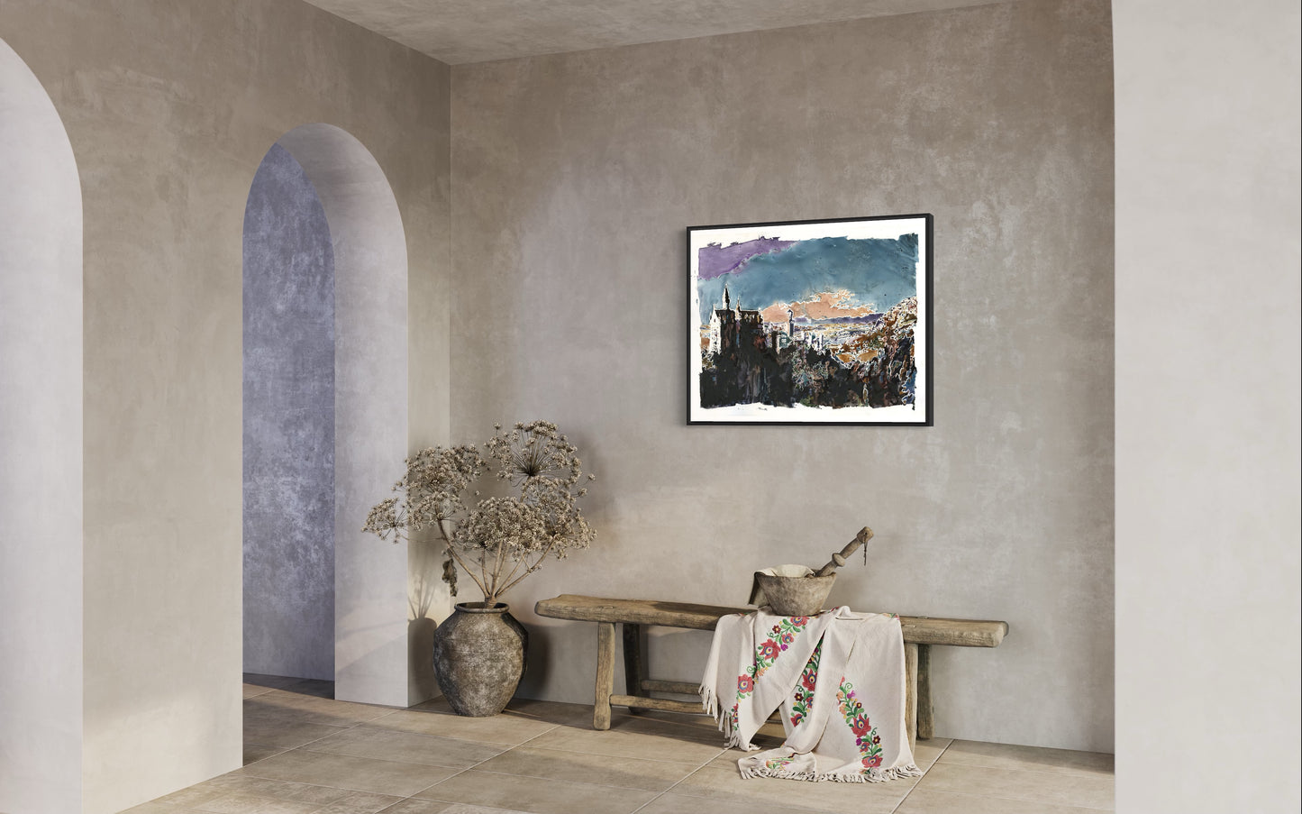 Neuschwanstein Castle in Bavaria- Germany trendy wall art travel essentials watercolor landscape New Schwanstein Castle (original painting)