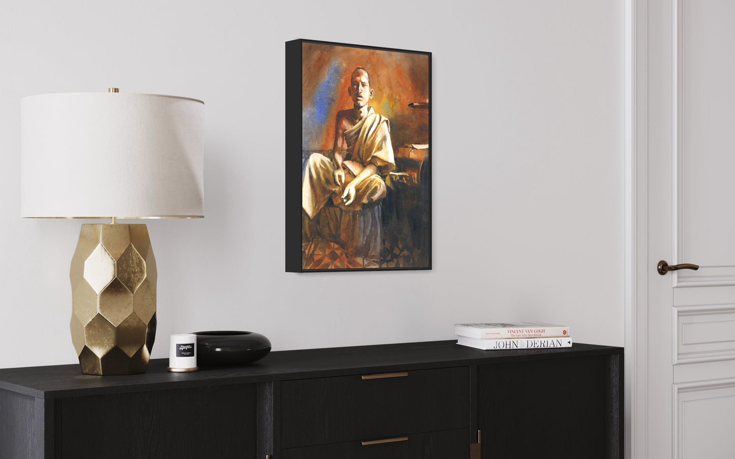 Khmer monk Cambodia fine art watercolor painting trendy wall art travel essentials  (original)