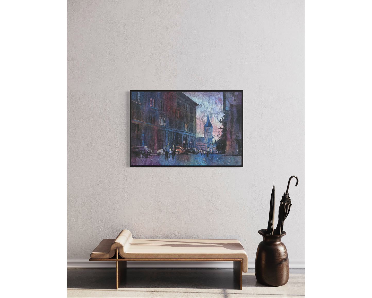 Pintura de acuarela Impresión de bellas artes de Zurich, paisaje de acuarela, iglesia de arte de Suiza Pintura de bellas artes de Zurich (impresión)
