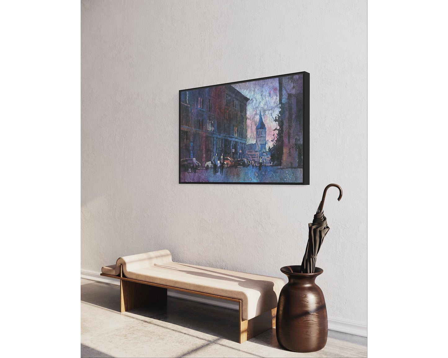 Pintura de acuarela Impresión de bellas artes de Zurich, paisaje de acuarela, iglesia de arte de Suiza Pintura de bellas artes de Zurich (impresión)