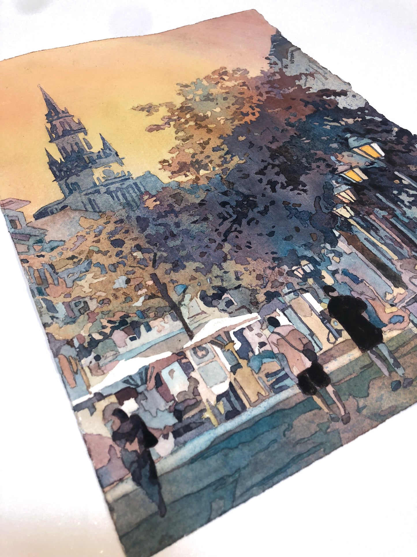 Munich Germany skyline artwork, travel essentials colorful sunset art (print)