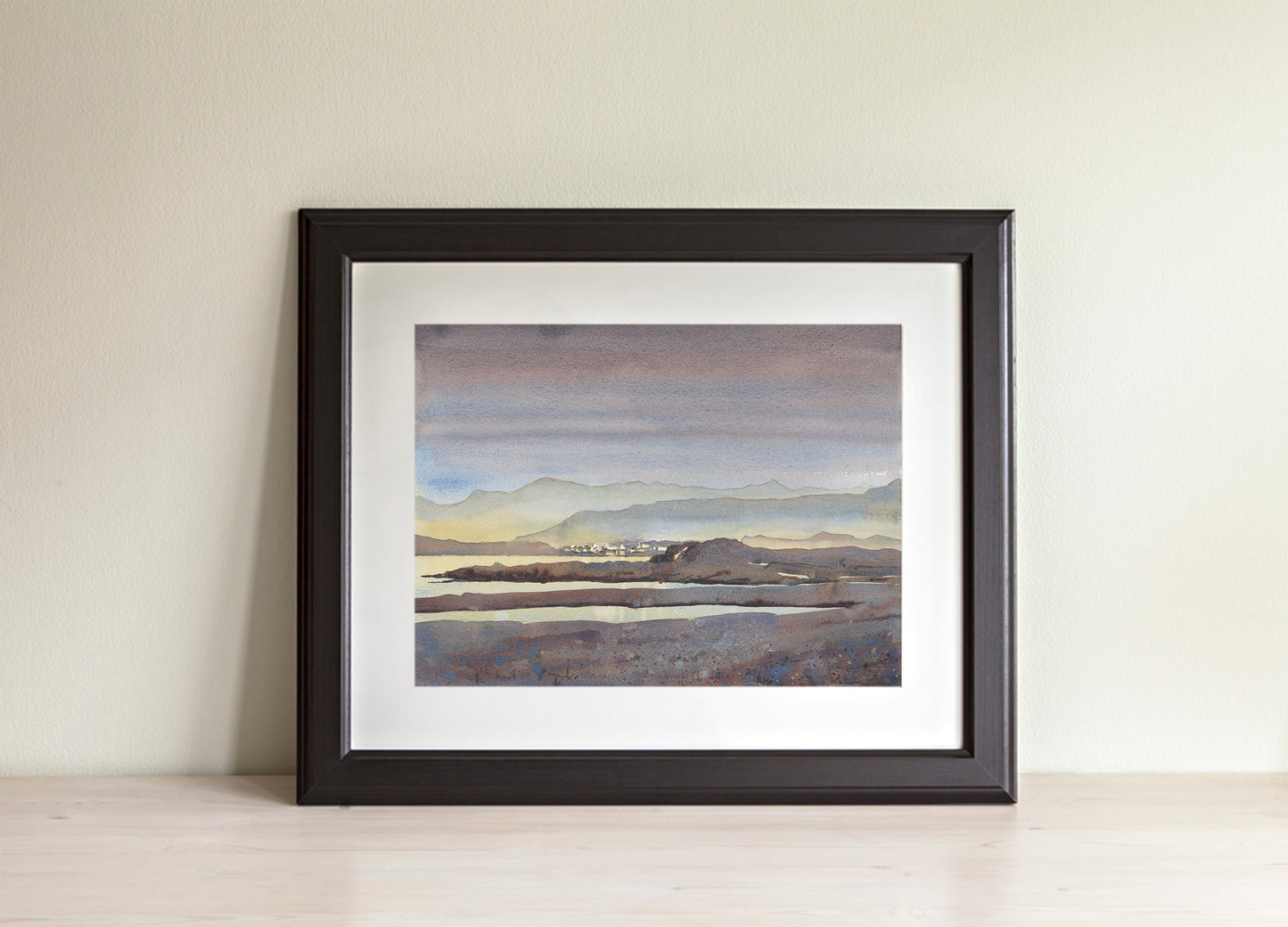Colorful sunset art Iceland landscape small town  housewarming gift giclee (print)