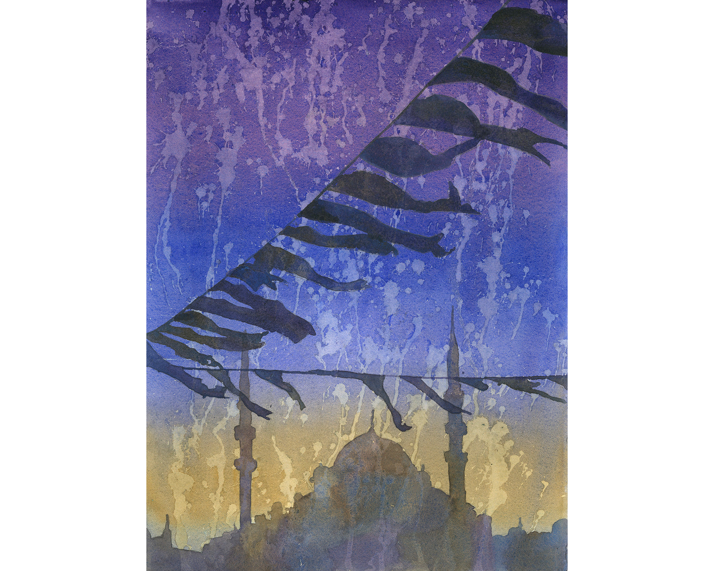 Istanbul skyline Turkey landscape watercolor painting Mosque travel accessories unique holiday gift (print)