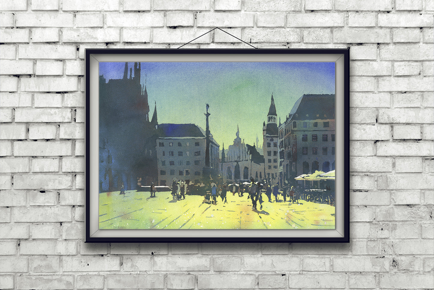 Munich Germany skyline colorful watercolor painting, giclee home decor Europe print wall watercolor travel essentials gift for house (print)