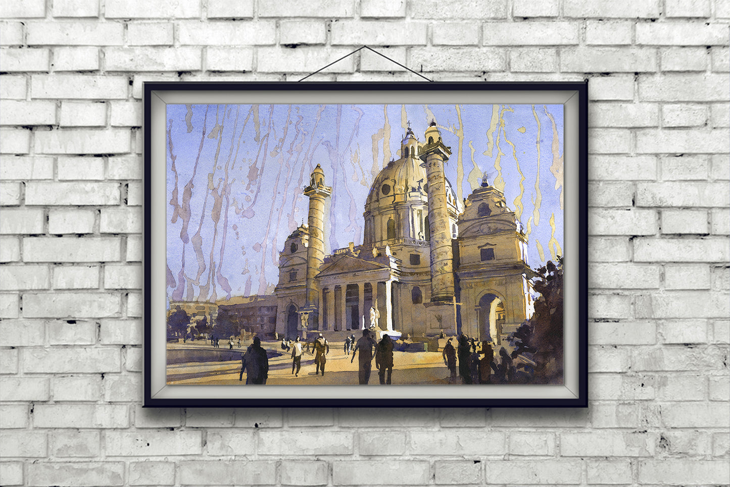 Vienna Austria Cathedral at sunset colorful art for house St. Charles church  travel essentials (print)