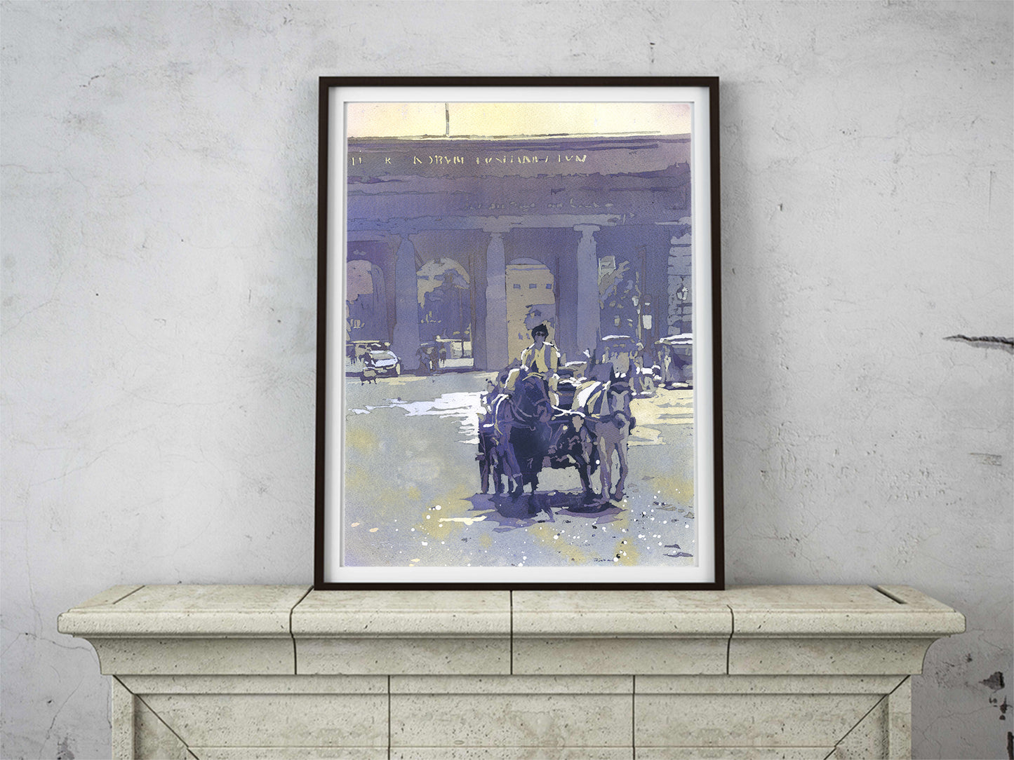 Viena Austria carruaje tirado por caballos arte colorido para la casa artículo hecho a mano artículos esenciales de viaje (impresión)