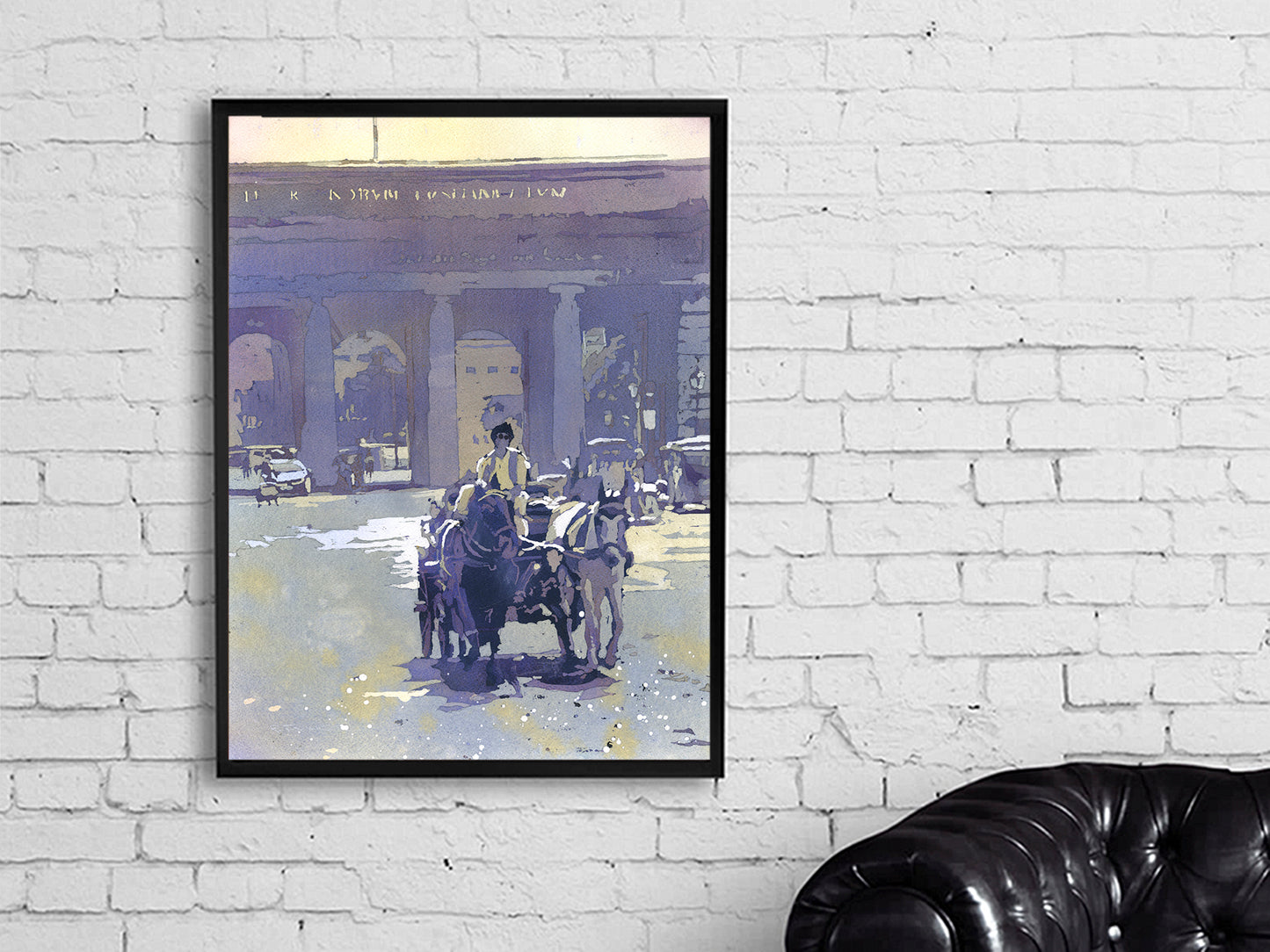 Viena Austria carruaje tirado por caballos arte colorido para la casa artículo hecho a mano artículos esenciales de viaje (impresión)