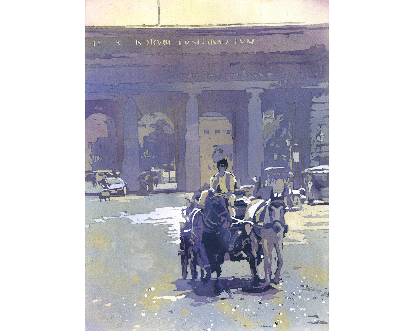 Viena Austria carruaje tirado por caballos arte colorido para la casa artículo hecho a mano artículos esenciales de viaje (impresión)