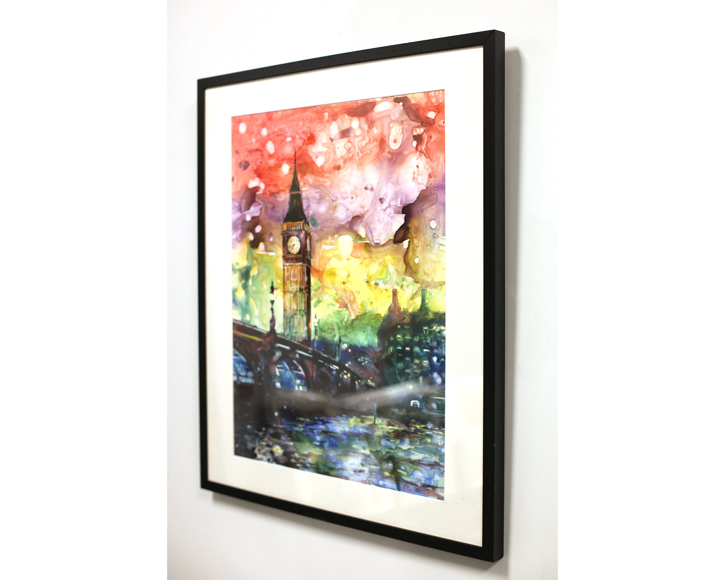 Watercolor painting on YUPO synthetic paper of Big Ben (Clock Tower) at sunset- London, England (original)