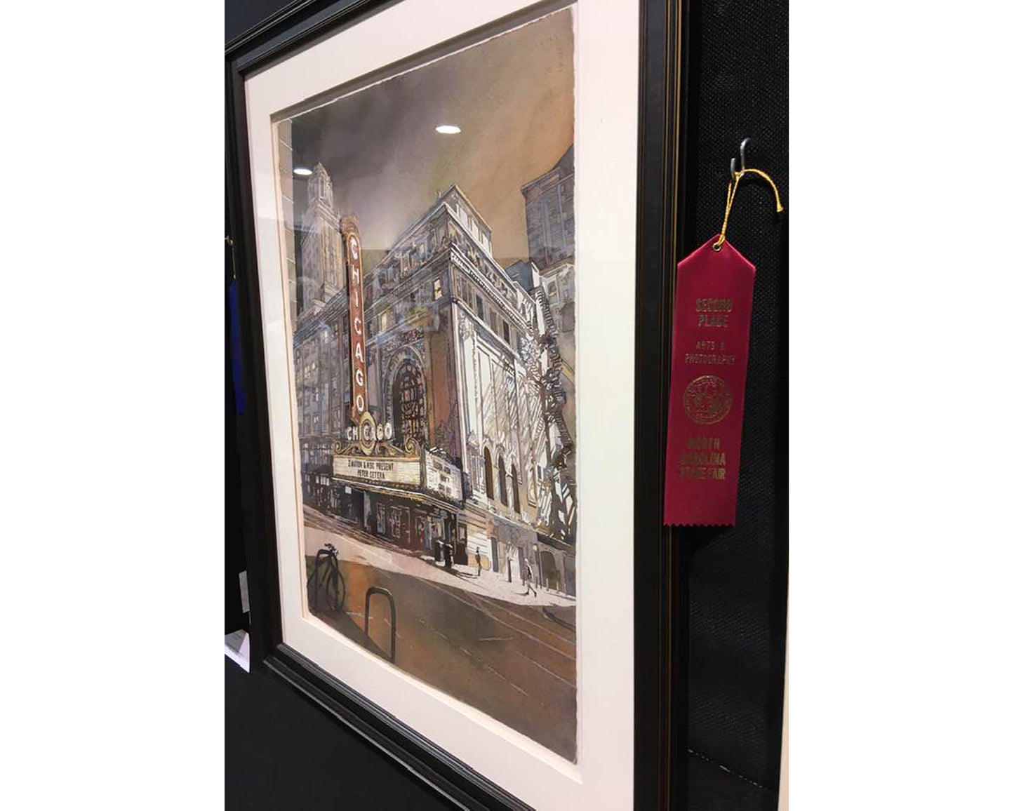 Pintura del Teatro de Chicago en el centro de Chicago al atardecer. Pintura de acuarela de bellas artes del teatro de Chicago, arte de Illinois para pintar casas (impresión)