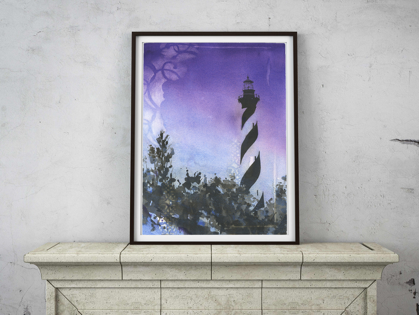 Faro de Cabo Hatteras en Outer Banks, Carolina del Norte. Obra de arte OBX pintura costera obra de arte de la casa de playa (original)