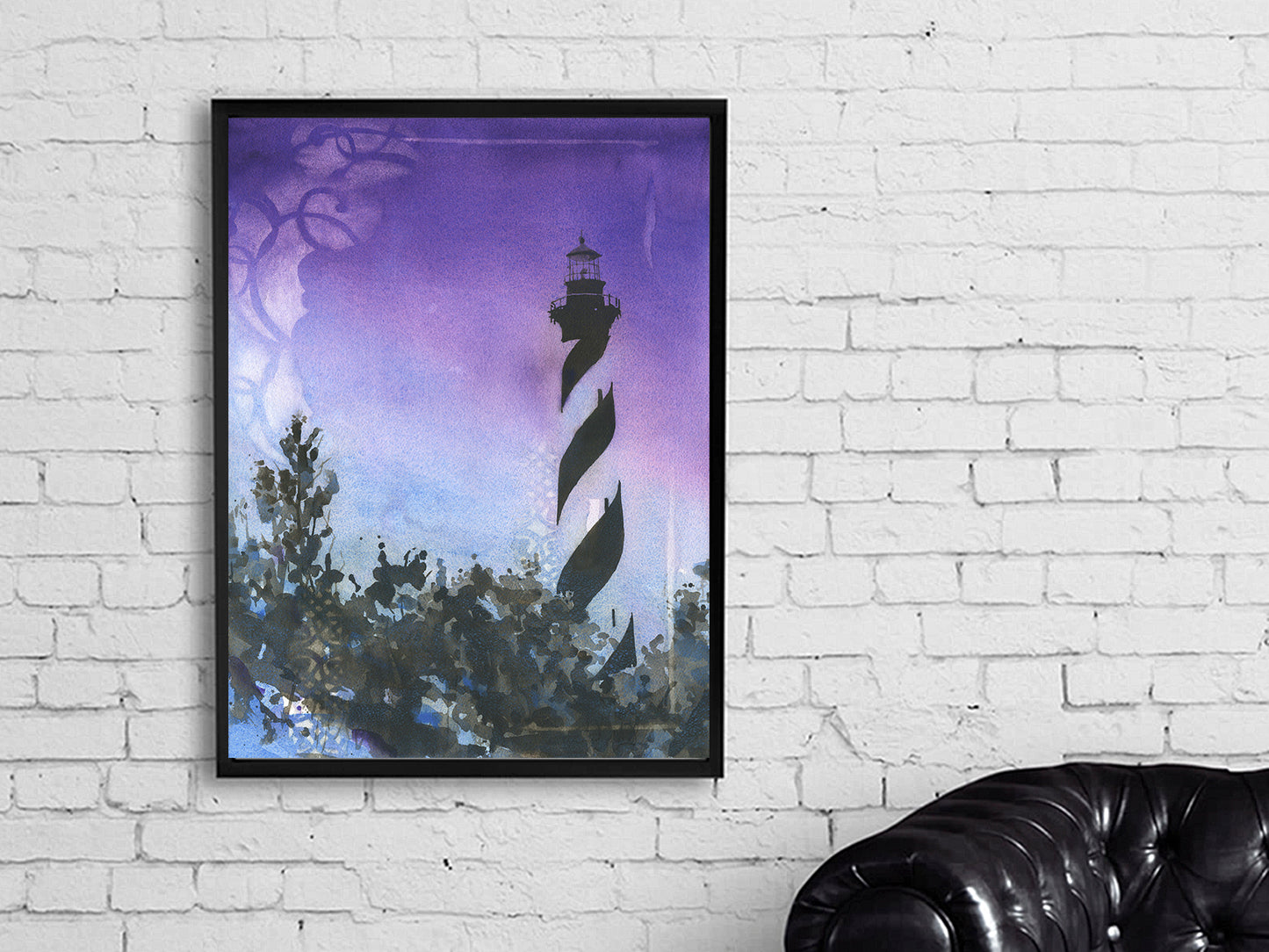Faro de Cabo Hatteras en Outer Banks, Carolina del Norte. Obra de arte OBX pintura costera obra de arte de la casa de playa (original)