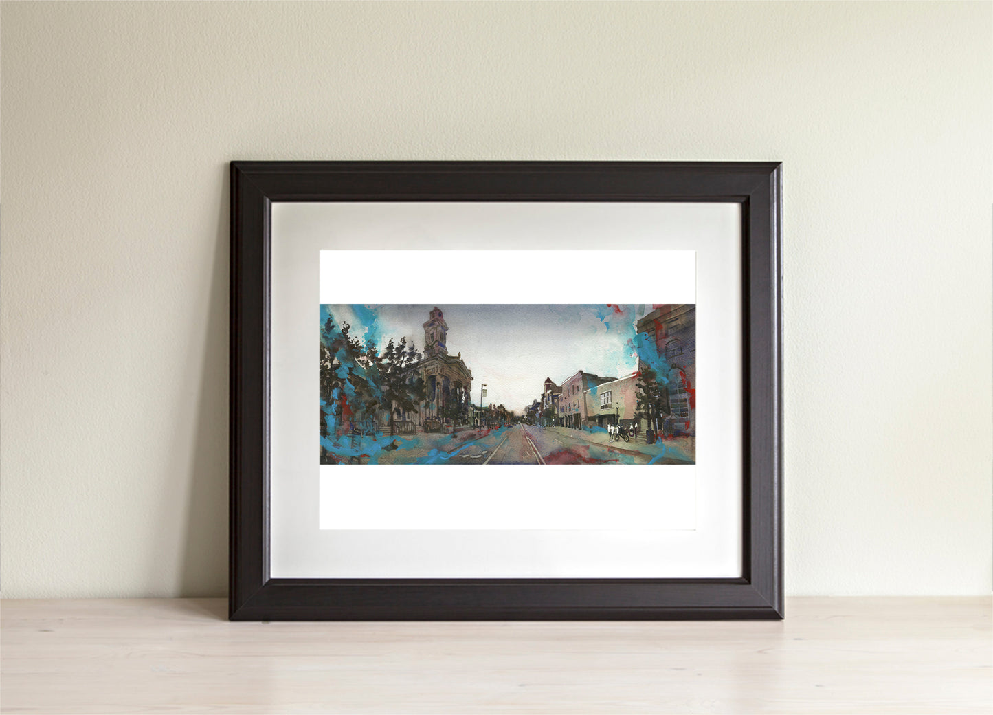 Downtown Chillicothe historic center.  Watercolor painting Chillicothe OH downtown skyline art architecture business district (print)