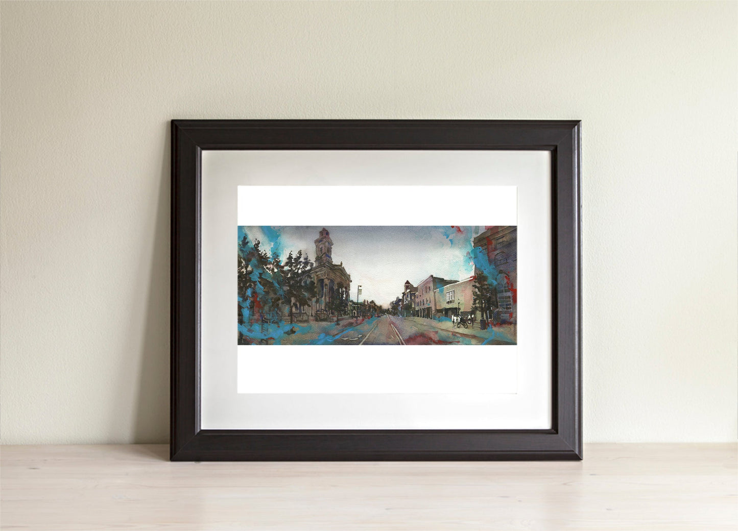 Downtown Chillicothe historic center.  Watercolor painting Chillicothe OH downtown skyline art architecture business district (original)