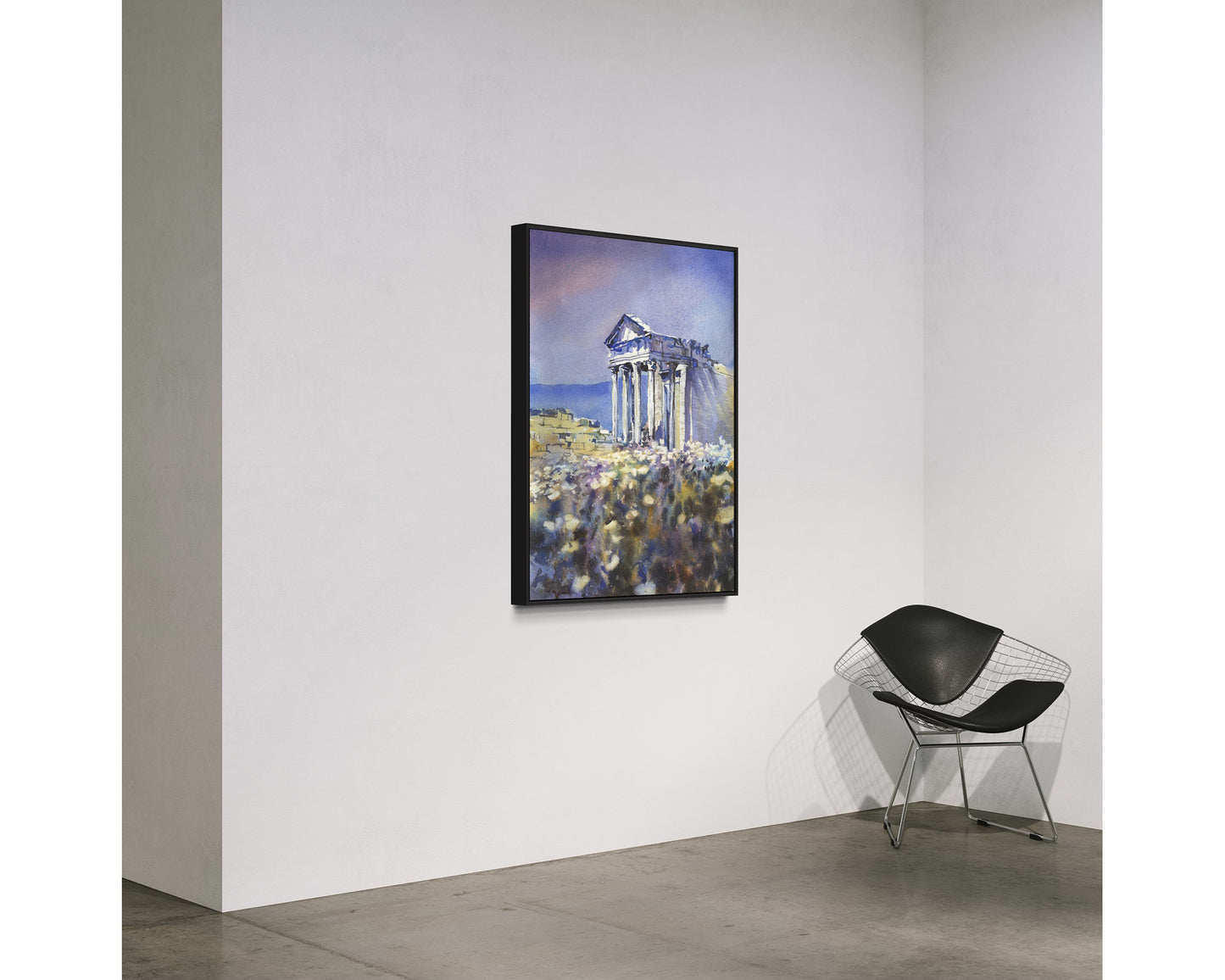 Watercolor painting of Roman temple at the ruins of Dougga in Tunisia- Africa.   Roman ruins Tunisia watercolor painting fine art print.