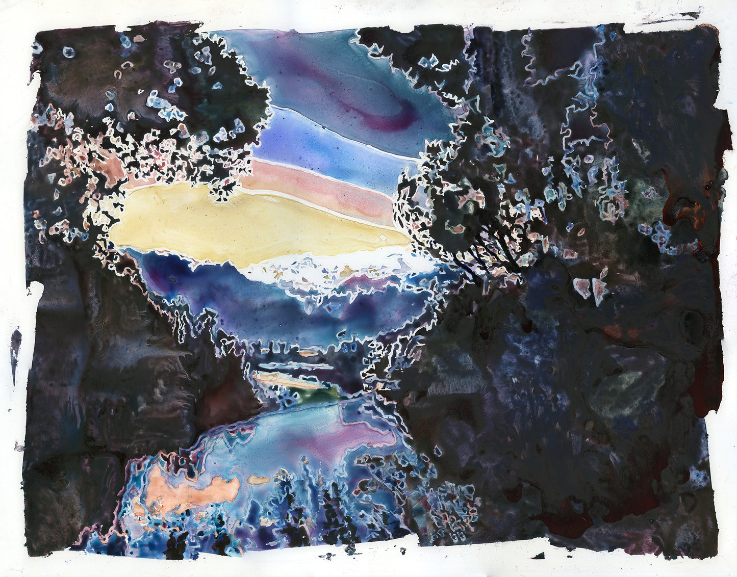 Lake Matheson and mountains near the Fox Glacier- New Zealand.  Watercolor landscape painting New Zealand mountain art (original)