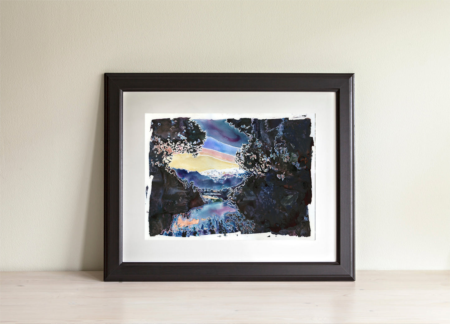 Lake Matheson and mountains near the Fox Glacier- New Zealand.  Watercolor landscape painting New Zealand mountain art (original)