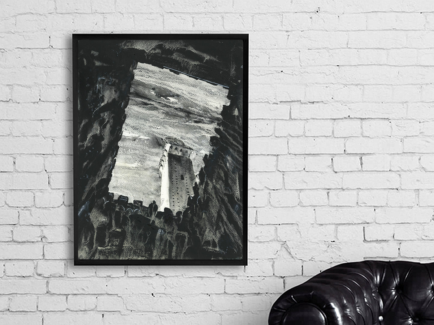 Pintura de acuarela de Siena, Italia. Il Campo en la ciudad medieval de Siena Italia pintura de bellas artes arte en blanco y negro decoración del hogar toscano Europa (impresión)
