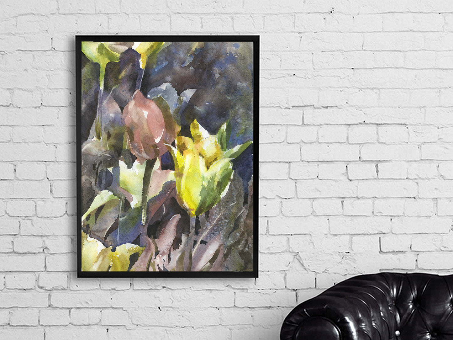 Tulip watercolor painting. Floral artwork colorful tulip home interior artwork fine art flower painting colorful decor (original)