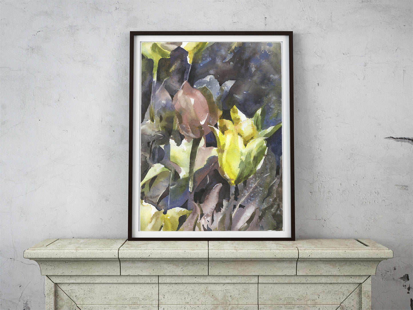 Tulip watercolor painting. Floral artwork colorful tulip home interior artwork fine art flower painting colorful decor (original)
