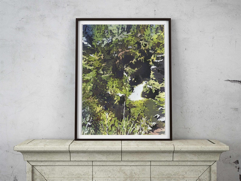 Linville Falls in the Blue Ridge moutains- North Carolina.  Watercolor painting Linville Falls landscape painting Linville Gorge (original)