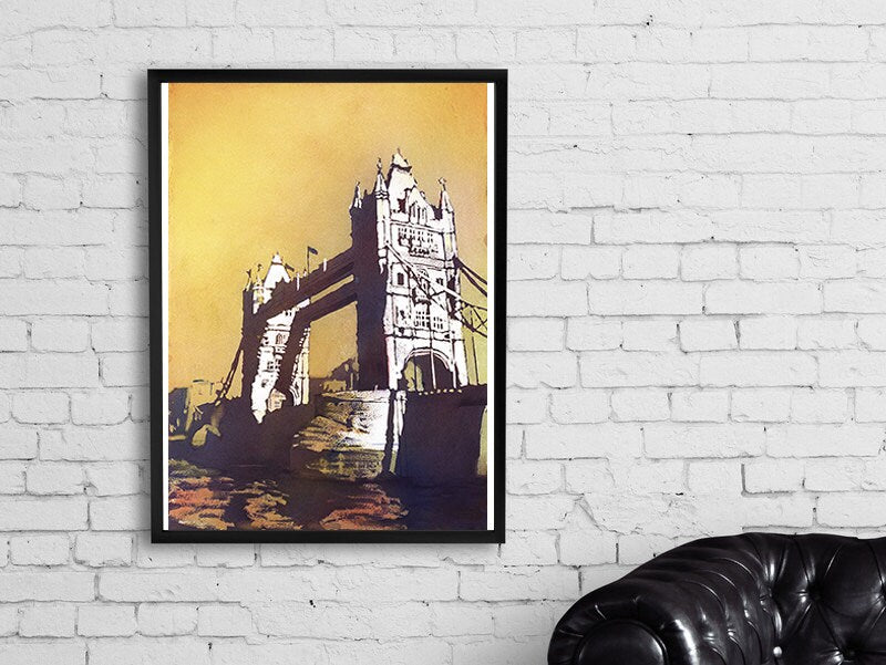 Tower Bridge- London, England. Tower Bridge painting. London, UK painting Tower Bridge artwork UK watercolour painting England artwork (print)