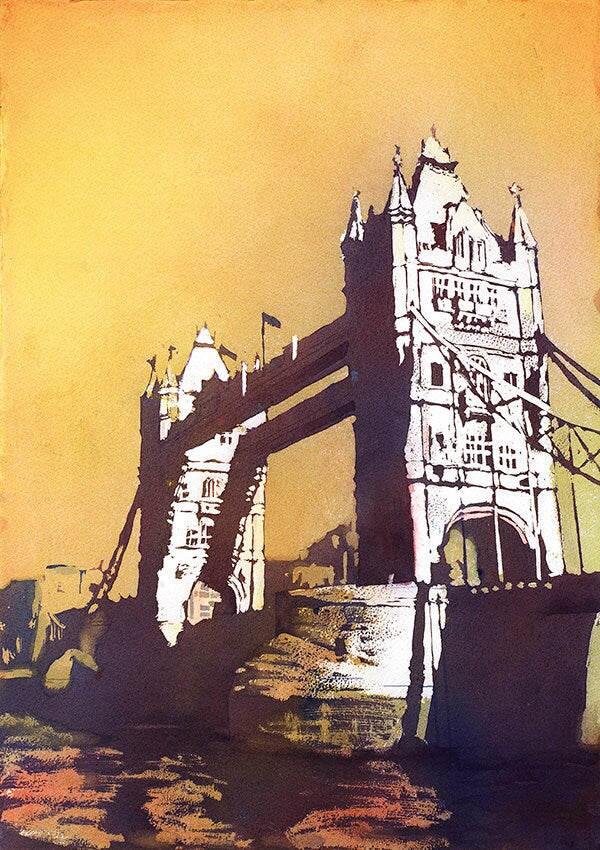 Tower Bridge- London, England. Tower Bridge painting. London, UK painting Tower Bridge artwork UK watercolour painting England artwork (print)