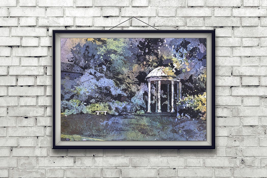 Classic UNC Old Well painting in elegant watercolor style, ideal for celebrating academic milestones or adding a collegiate touch to home interiors.