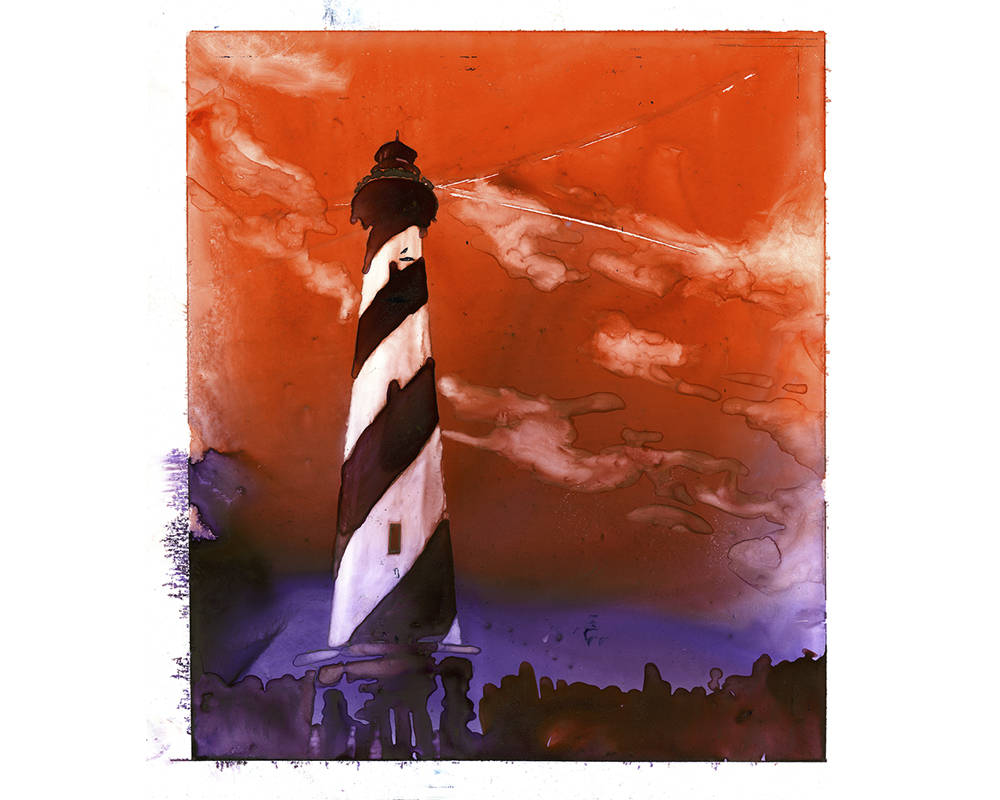 Faro de Cabo Hatteras - Outer Banks, Carolina del Norte. Cuadro de faro OBX. Pintura de acuarela de bellas artes del faro de Cabo Hatteras (impresión)