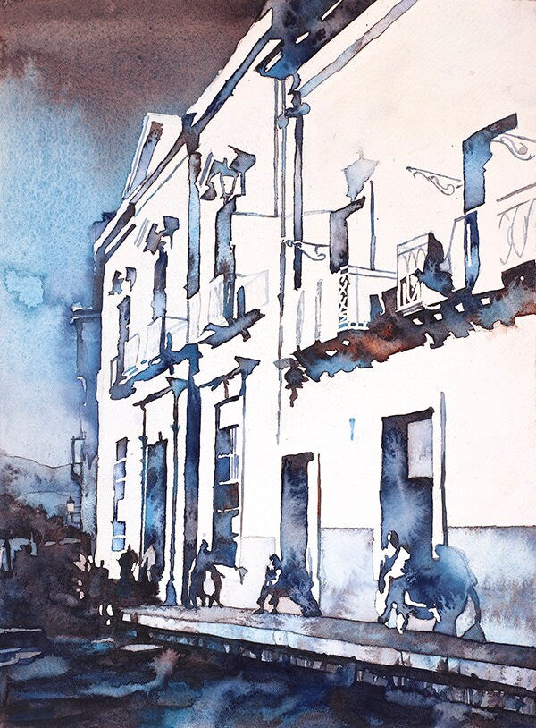 A bright and lively watercolor painting of Guanajuato's historic streets, perfect for travelers, fine art collectors, and stylish office or home interiors.