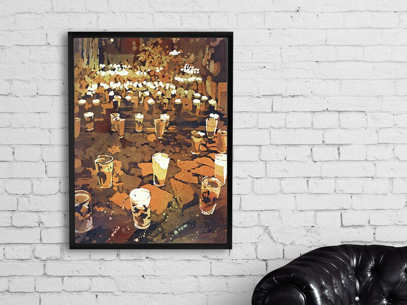 Fine art print showing Day of the Dead candlelight rituals in Pátzcuaro, Mexico, a perfect gift for lovers of culture, tradition, and travel-themed decor.