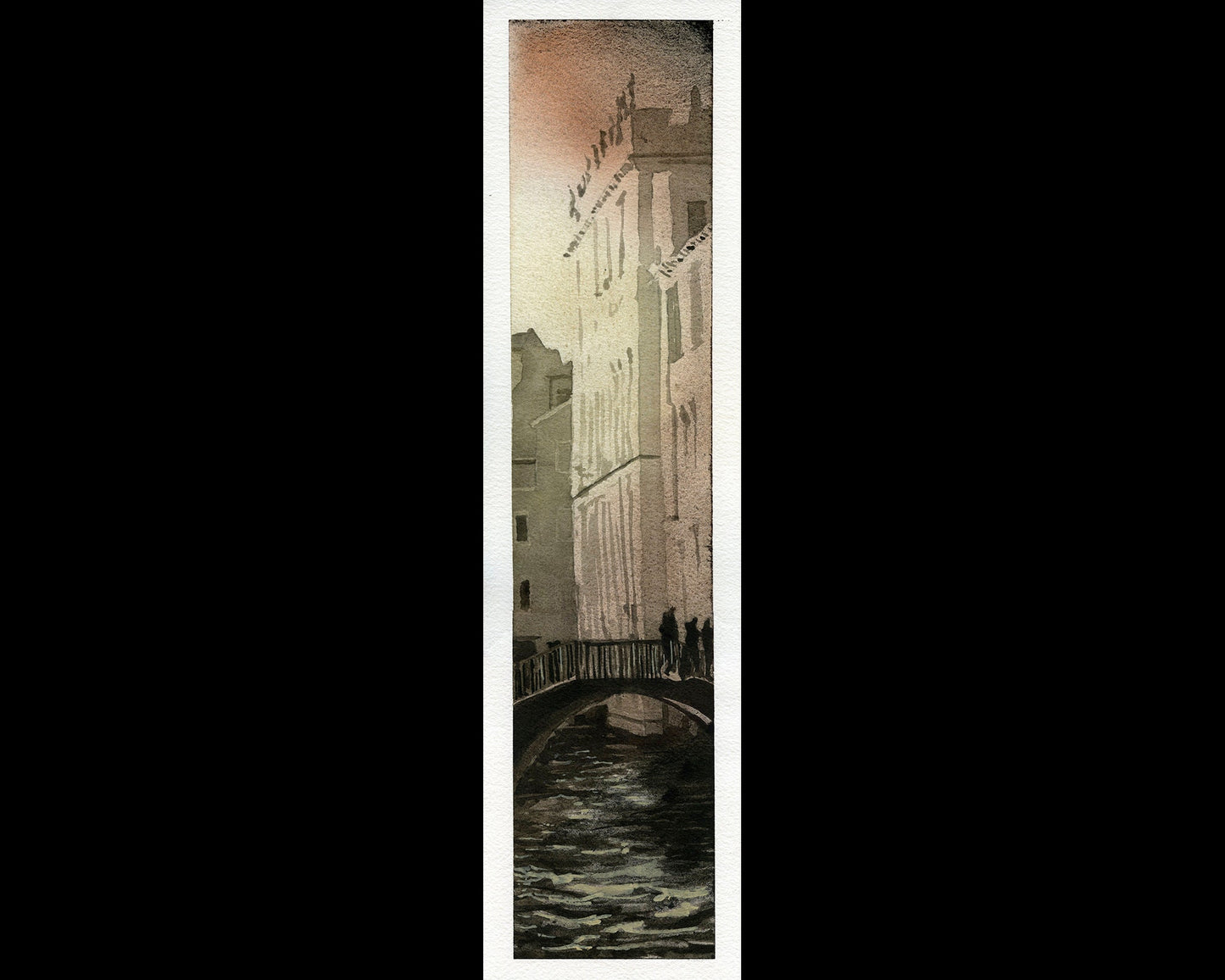 Venice, Italy street scene. Bridge in medieval city of Venice. Watercolor painting Venice home decor Italy painting photograph Venice art