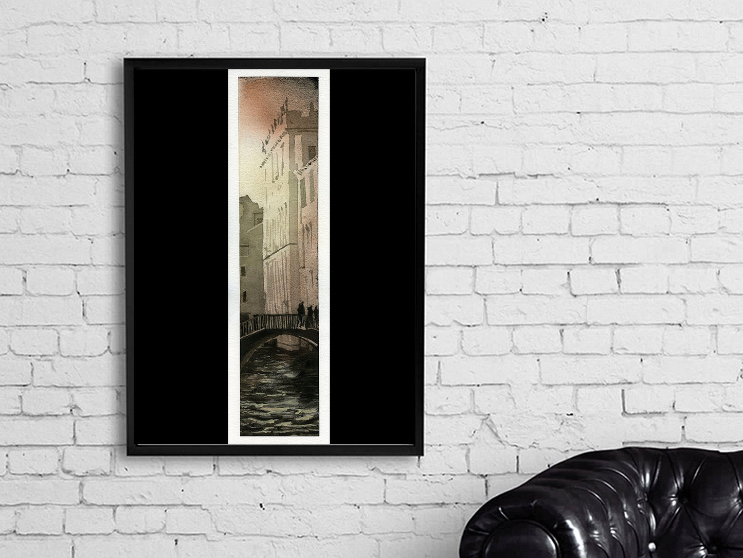 Venice, Italy street scene. Bridge in medieval city of Venice. Watercolor painting Venice home decor Italy painting photograph Venice art