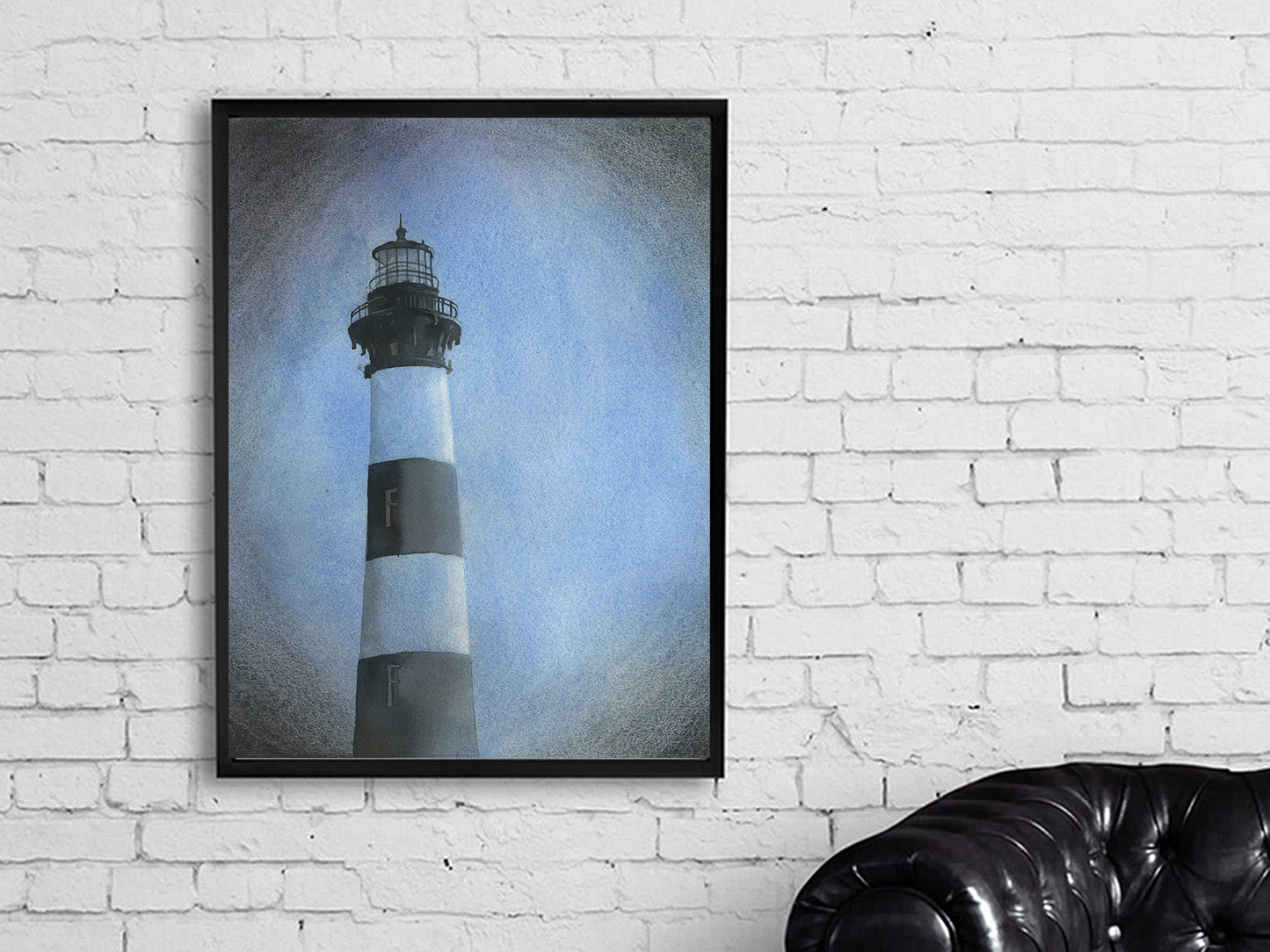 Faro de Bodie Island al atardecer en los Outer Banks (OBX) de Carolina del Norte, Estados Unidos. Pintura de acuarela Arte de la playa del faro de Bodie Island (impresión)