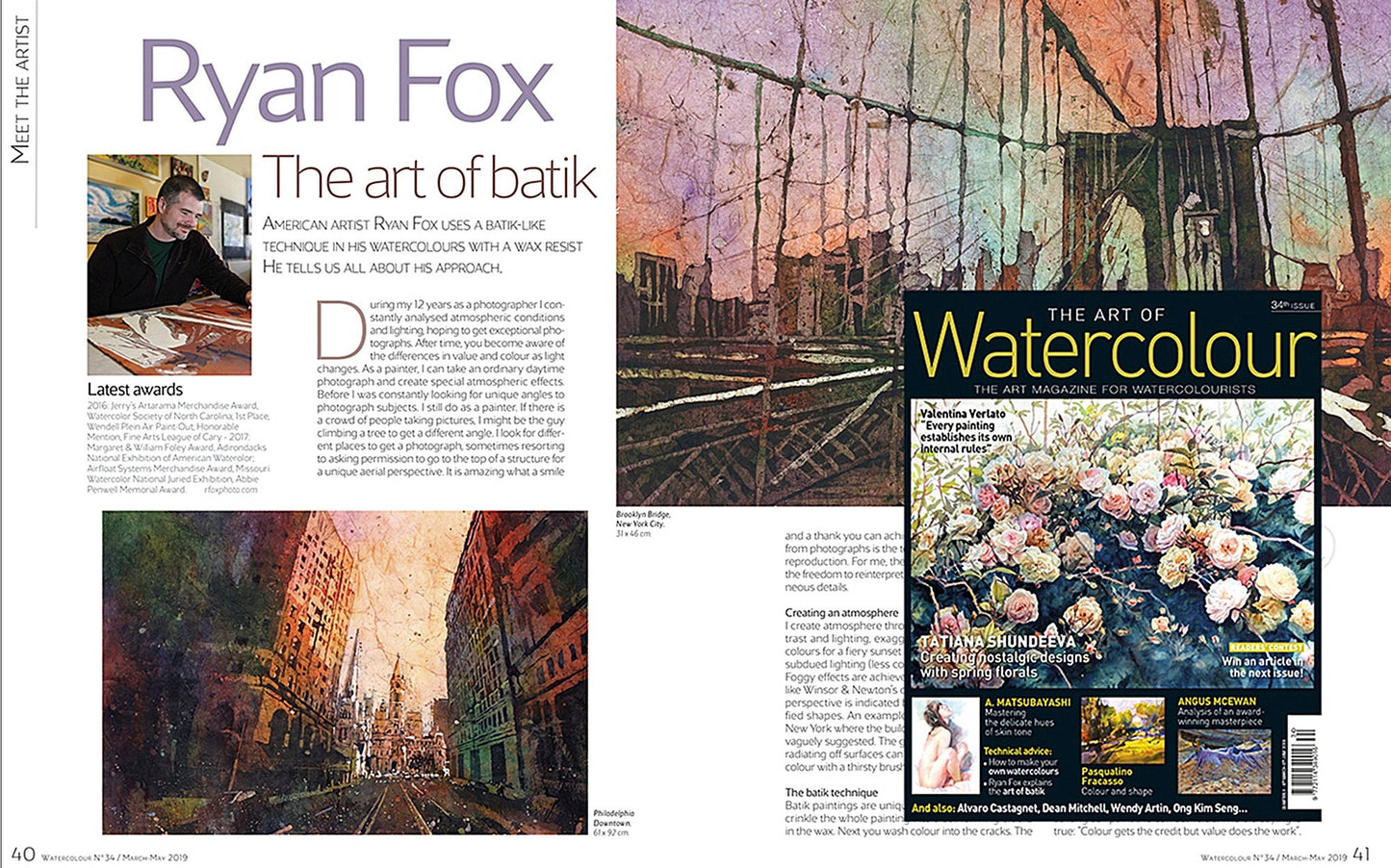 Puente de Brooklyn en la ciudad de Nueva York. Pintura en acuarela del puente de Brooklyn en Nueva York, obras de arte coloridas, arte del horizonte de la ciudad de Nueva York (impresión)