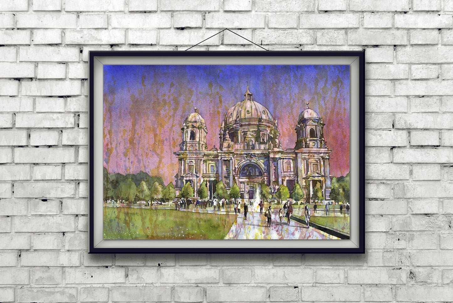 Catedral de Berlín (Berliner Dom) pintura de acuarela de bellas artes-Alemania. Pintura de acuarela original de la pintura de arte de la Catedral de Berlín Alemania