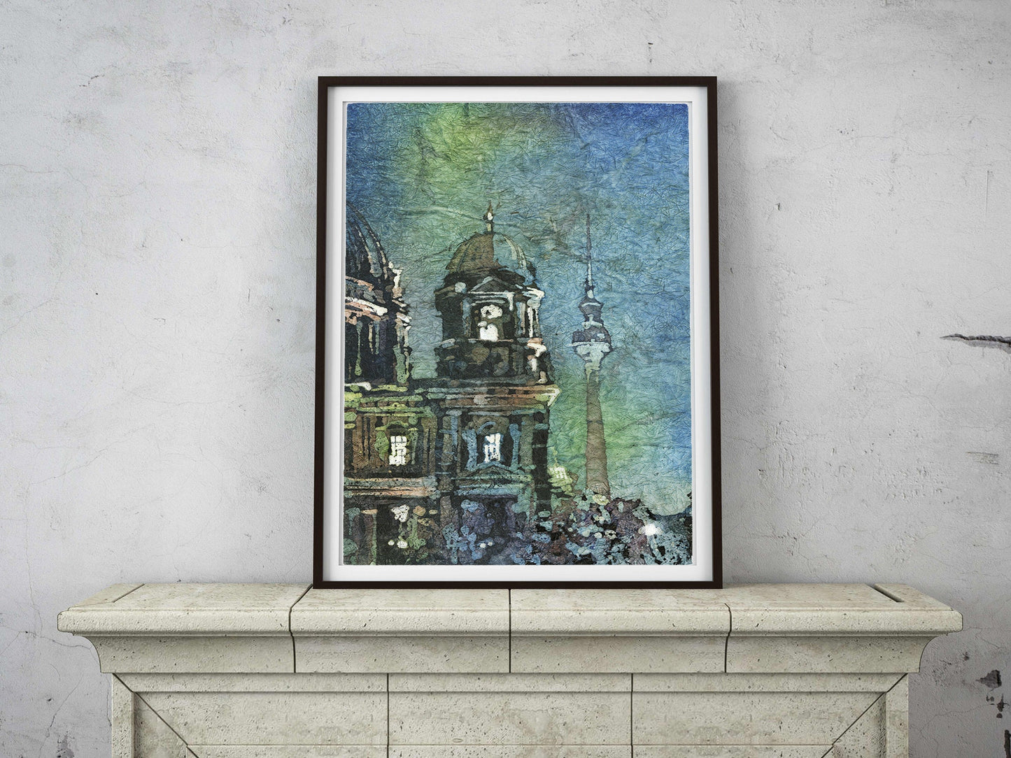 Catedral de Berlín (Berliner Dom) pintura de acuarela de bellas artes-Alemania. Pintura de acuarela de la Catedral de Berlín Alemania arte Berlín Alemania (impresión)