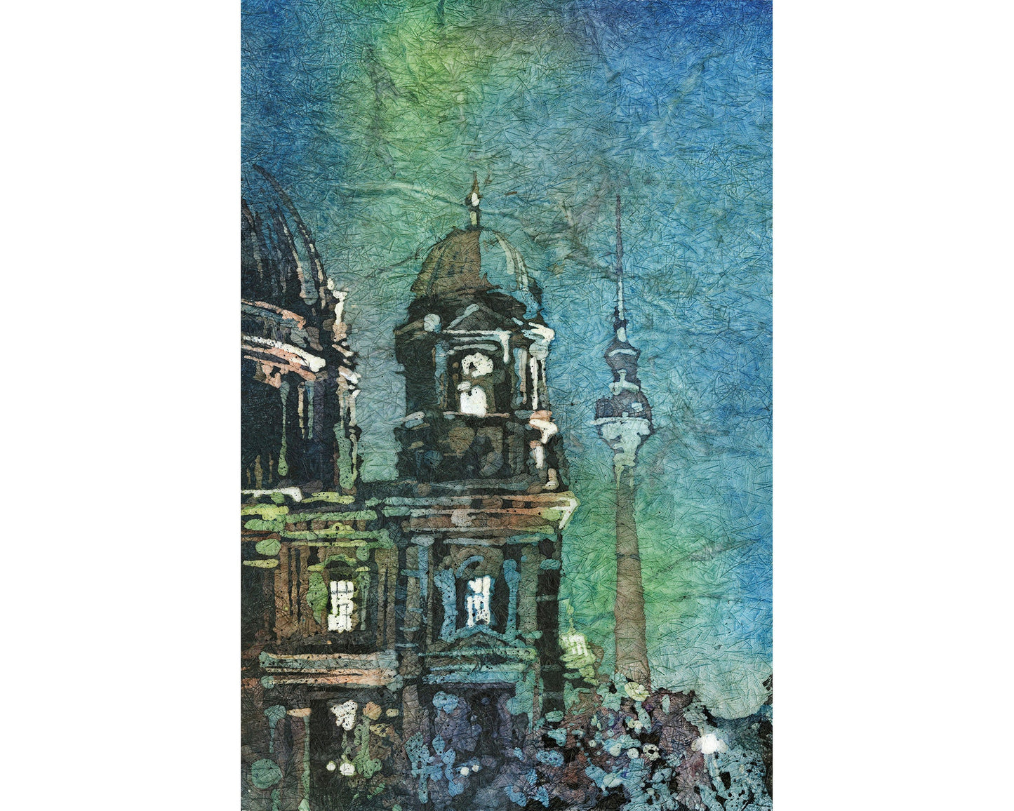 Catedral de Berlín (Berliner Dom) pintura de acuarela de bellas artes-Alemania. Pintura en acuarela de la Catedral de Berlín Alemania arte Berlín (original)