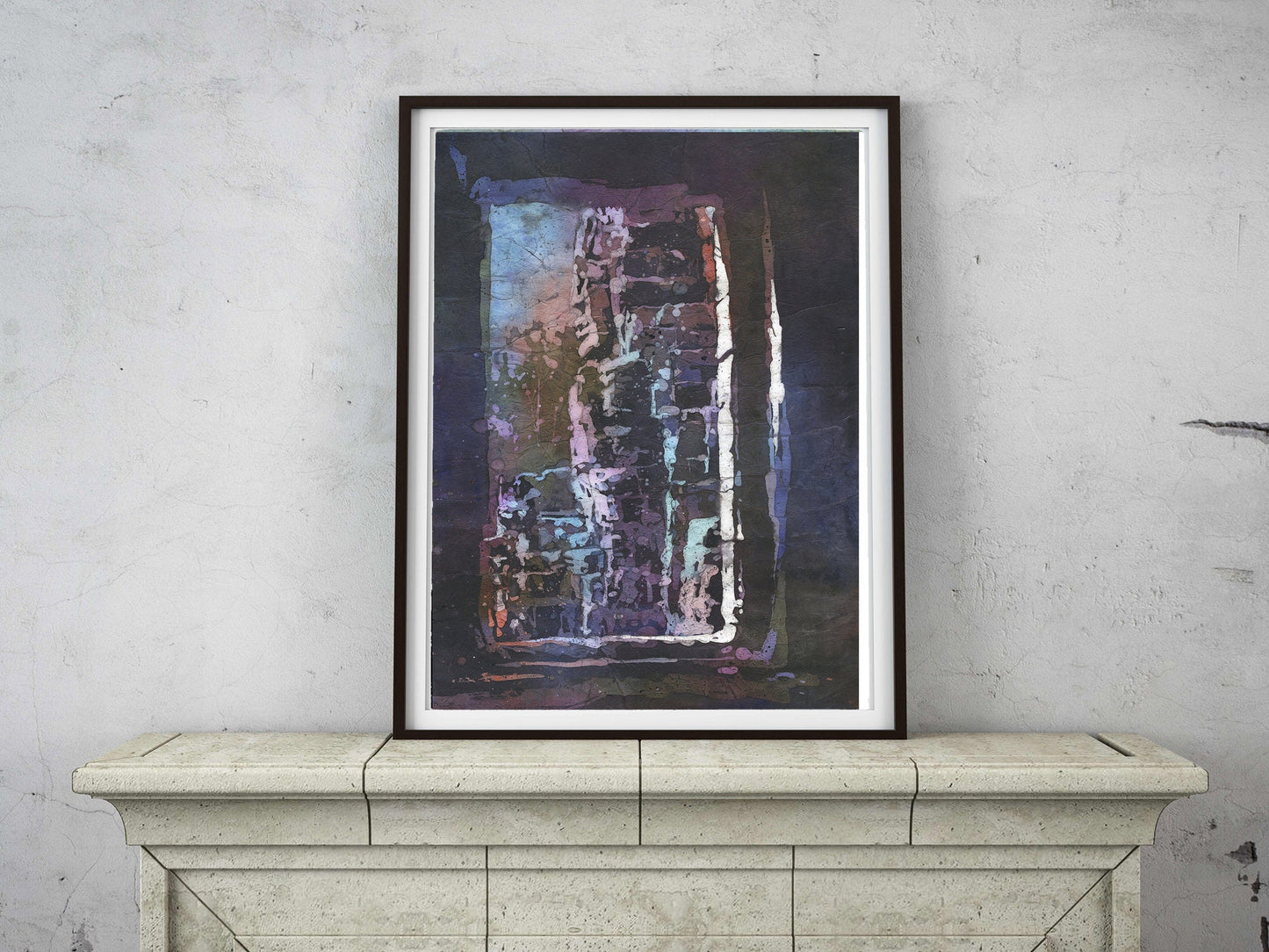 Detailed watercolor of Bayon Temple’s iconic stone faces at Angkor Wat under brilliant sunset skies—perfect art for home/office wall collections.