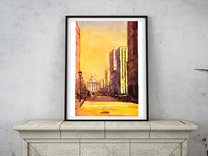 Art for house Raleigh skyline NC print