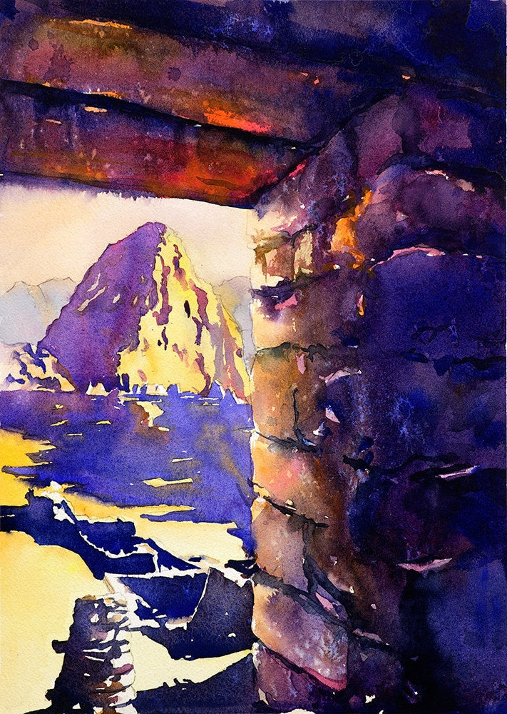 Pintura de acuarela de Machu Picchu- Valle Sagrado, Perú, pintura de acuarela de bellas artes Arte de Machu Picchu Perú arruina obras de arte de Machu Picchu (impresión)