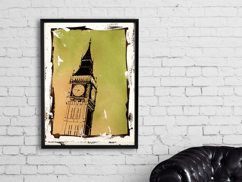 Big Ben watercolor painting- London, United Kingdom. Big Ben artwork London painting Big Ben watercolor art print London Big Ben (print)