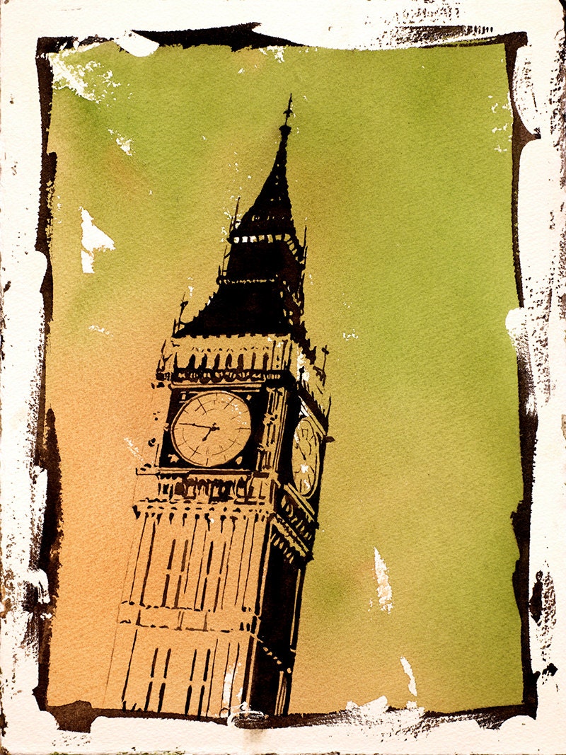 Big Ben watercolor painting- London, United Kingdom. Big Ben artwork London painting Big Ben watercolor art print London Big Ben (print)