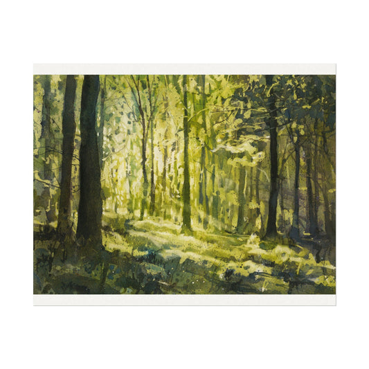 Forest Light Watercolor Poster — Textured Matte Wall Art