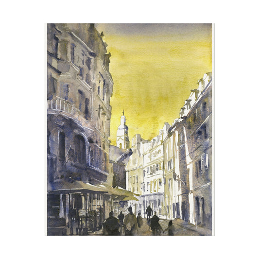 Riga Latvia Old Town Cityscape Poster Textured Watercolor Matte Poster Eastern Europe Skyline Baltic States Poster